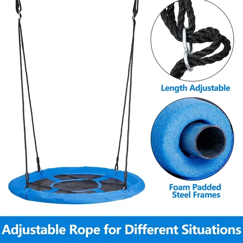 Vista 4 de SUPER DEAL Columpio de Árbol de 40 Pulgadas, Columpio Platillo Volador para Niños al Aire Libre, Capacidad de Peso de 800 Libras, Tela Textilene