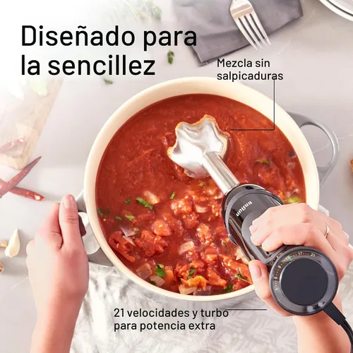 Vista 3 de Braun MQ5000 Vario - Batidora de mano de inmersión de 21 velocidades con Turbo Boost, cuchillas de acero inoxidable, control de salpicaduras