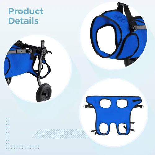 Vista 2 de Adjustable Dog Wheelchair for Back Legs, Lightweight Cart for Small to Medium Dogs, 6-9Kg, Mesh Material, Easy Assembly, Metal Frame