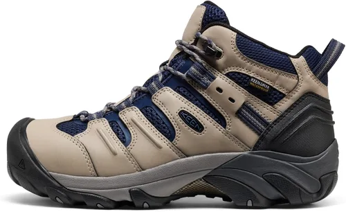 Vista 3 de Botas de trabajo impermeables con puntera de acero de altura media Lansing Mid para hombre, de KEEN Utility Plaza Taupe/Negro