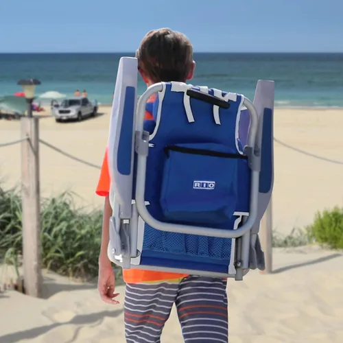 Vista 2 de Rio Beach - Silla de playa plegable de 5 posiciones para niños, color azul