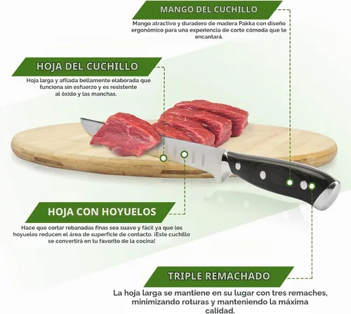 Vista 6 de Cortador de carne de acero inoxidable Jerky Maker Tabla de cortar con cuchillo profesional de 10 pulgadas para cortar y tallar
