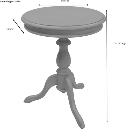 Vista 3 de Carolina Chair & Table Glida - Mesa auxiliar redonda para decoración del hogar, muebles de estilo clásico, torno de madera, base de pedestal