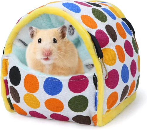 Vista 8 de Wontee Hamster Bed Hideout Sugar Glider Hamaca para animales pequeños, casa de cama cálida para hámsters, erizos, planeadores de azúcar, jerbos