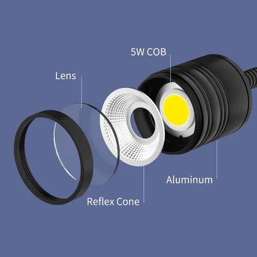 Vista 8 de Luz de trabajo magnética LED de 15.748 in Lámpara de cuello de cisne flexible 500 lúmenes 120 voltios para máquina de coser, torno de fresado