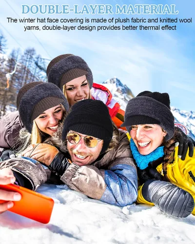 Vista 6 de Syhood Pasamontañas de punto de invierno de 23 piezas, máscara de esquí, máscara de esquí, cubierta facial, polaina para el cuello para deportes al