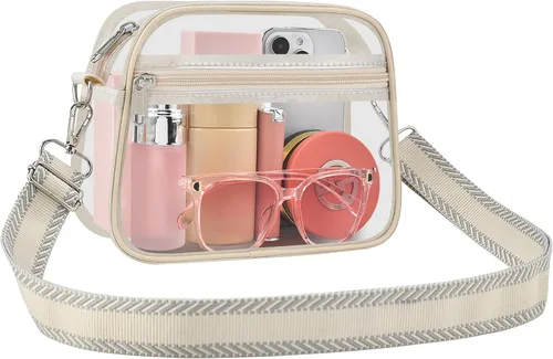 Vista 3 de Bolsa transparente para eventos de estadio, bolsa transparente para mujer, bolsa cruzada, correa de hombro ajustable para conciertos, deportes