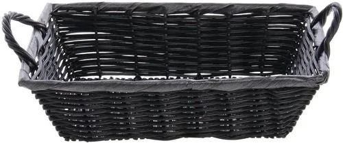 Vista 2 de HUBERT Cesta con asas de mimbre negro -8 pulgadas de largo x 11 pulgadas de ancho x 3 pulgadas de alto