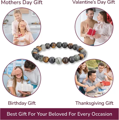 Vista 90 de Crystal Vibe Pulseras de cuentas de 0.315 in para mujeres y hombres, pulseras de cristal con piedras preciosas naturales, tamaño elástico ajustable