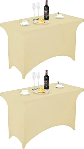 Vista 130 de FORLIFE - Funda de mesa de elastano, mantel ajustado de 4 pies para mesas rectangulares, funda elástica para patio, universal para bodas, banquetes
