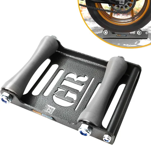Vista 10 de Grand Pitstop Soporte de limpieza de ruedas para motocicletas - Reemplazo de soporte de paddock - Soporte rodillo de rueda para limpieza de Naranja