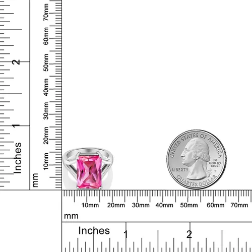 Vista 96 de Gem Stone King Anillo de compromiso solitario con piedra preciosa de corte esmeralda de 0.551 x 0.394 in para mujer, plata de ley 925, anillo