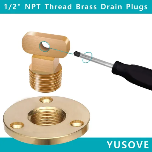 Vista 3 de Tapones de drenaje de latón con rosca NPT de 1/2 pulgadas, tapón de drenaje de garboard de barco, utilizado en cascos de barco, casco de barco