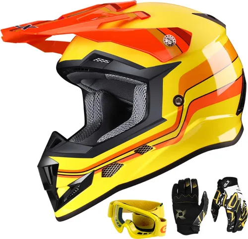 Vista 10 de GLX GX623 Youth ATV & Dirt Bike Helmet Combo, DOT Camouflaje