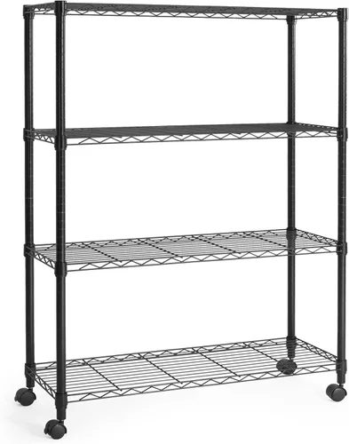 Vista 17 de CAPHAUS - Estantería de alambre ajustable de 3/4/5 niveles, estante de almacenamiento de acero, estante de rack, organizador de almacenamiento