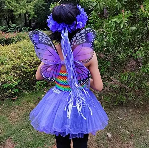 Vista 2 de Juego de disfraz de hadas para niñas con alas de mariposa y diadema de halo