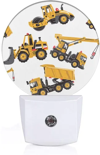 Vista 6 de EKOBLA Luz de Noche de Camiones de Dibujos Animados Amarillos Excavadora Bulldozer Cargadora Máquina de Construcción Luces Nocturnas Enchufables