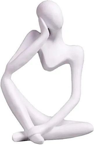 Vista 8 de Asng Estatua de escultura abstracta estilo pensador de resina, figuras coleccionables, decoración de escritorio para oficina en casa