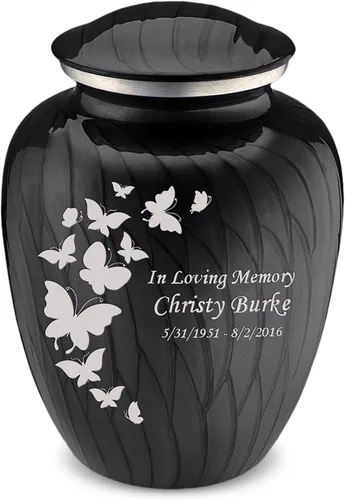Vista 12 de Geturns Embrace Pequeñas Urnas Personalizadas de Mariposa para Cremación de Cenizas Humanas Urnas Funerarias Negras para Hombres y Mujeres 20 kg