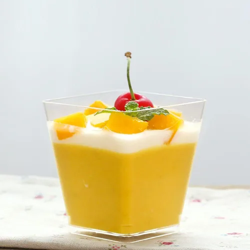 Vista 7 de Jnnzzggu 50 piezas de tazas de postre cuadradas de plástico mini, tazas de aperitivo de parfait de 3.5 oz de plástico transparente para postres
