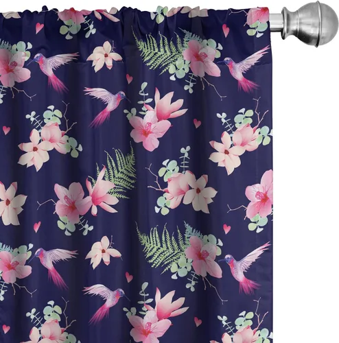 Vista 12 de Ambesonne Paquete de 2 cortinas otoñales para ventana, diseño otoñal con formas intrincadas en espiral y estampado de hojas voladoras, juego ligero