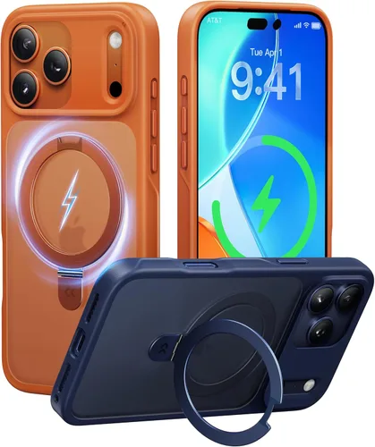 Vista 30 de CASEKOO - Funda diseñada para iPhone 14 Pro con soporte magnético invisible [protección contra caídas de grado militar] [compatible con MagSafe]