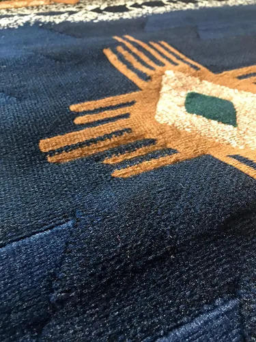 Vista 3 de Southwest Native American Navajo Aztec Tribal Indian Navy Blue Alfombra Alfombra (3 pies x 5 pies ovalados)