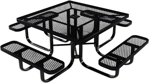 Vista 58 de COATEDOUTDOORFURNITURE Mesa de picnic cuadrada de 46 pulgadas, expandida, color negro