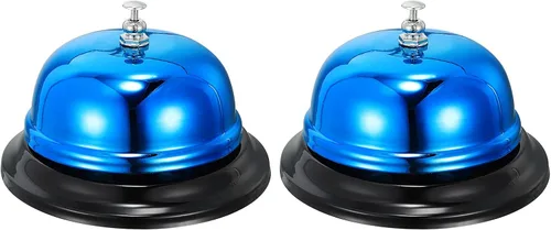 Vista 15 de uxcell Campana de escritorio, campana de cena de 2.56 pulgadas para restaurantes, campana de servicio, azul