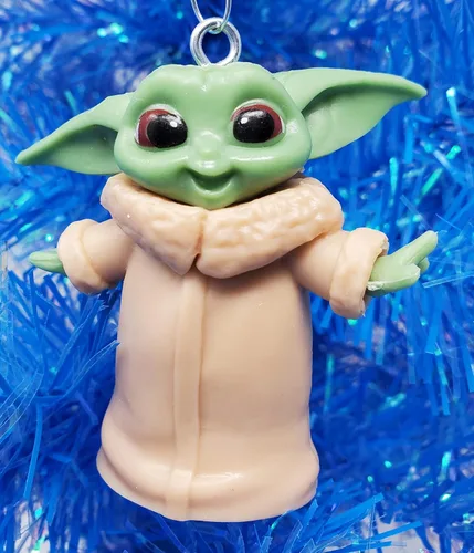 Vista 2 de Star Wars Mandalorian - Juego de adornos de 3 piezas de Baby Yoda, diseño único inastillable