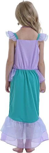 Vista 3 de AmzBarley Trajes de sirena para niñas, disfraz de princesa, fiesta de cumpleaños, Halloween, sirena con accesorios