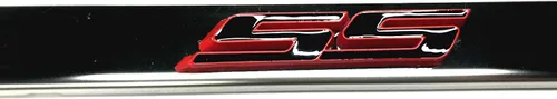 Vista 2 de Soporte para placa de matrícula con emblema de Camaro SS de acero inoxidable 3D cromado plateado para Chevy Camaro (negro rojo)