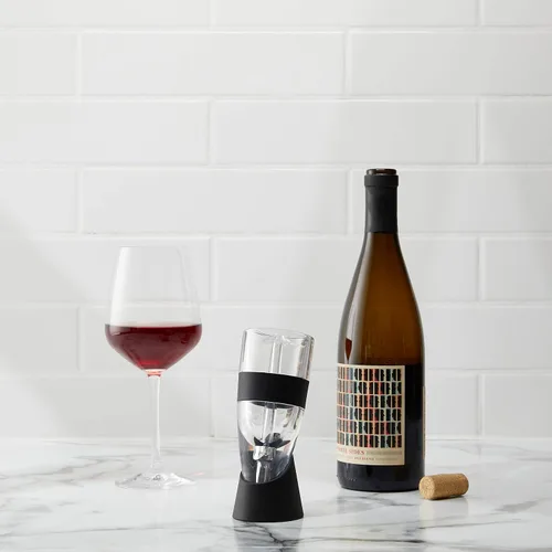 Vista 2 de Houdini Aireador de vino tinto con base, 6 pulgadas, negro/plateado