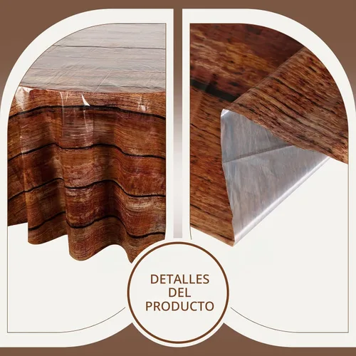 Vista 3 de Oudain 12 manteles redondos de grano de madera de 84 pulgadas, mantel de plástico rústico, impermeable, marrón occidental, desechable, vintage