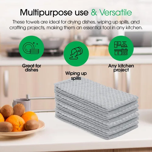 Vista 3 de DG Collections Toallas de cocina gris ceniza, paños de cocina de rizo 100% algodón para limpieza, secado y altamente absorbente, paño de cocina