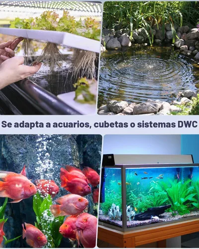 Vista 3 de Uniclife Bomba de aire para acuario, aireador de tanque de peces de doble salida con accesorios para tanque de 5-200 galones