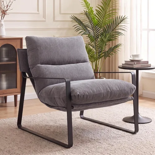Vista 19 de Ya-Home Mid-Century - Silla decorativa, silla de lectura tapizada de Beige