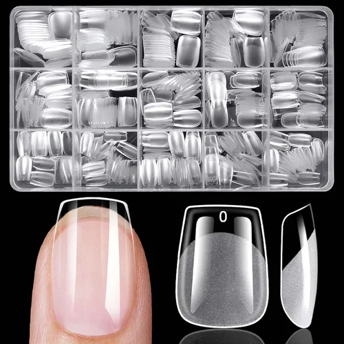 Vista 16 de 420 puntas de uñas cuadradas medianas transparentes uñas de gel