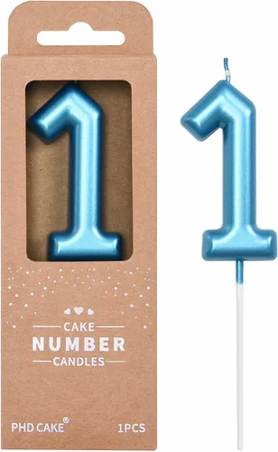Vista 7 de PHD CAKE Velas de cumpleaños azul clásico de 2.76 pulgadas número 0, velas de pastel para celebración de fiesta