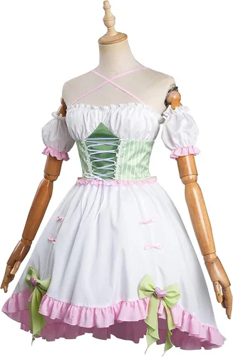 Vista 3 de Demon Slayer Kanroji Mitsuri Cosplay Lolita Trajes Kimetsu no Yaiba Cosplay Disfraz de manga corta