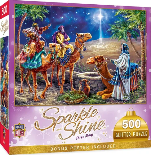 Vista 11 de MasterPieces Rompecabezas de 500 piezas con purpurina - Santa's Depot - 15 x 21 pulgadas