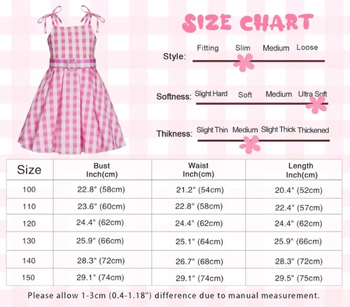 Vista 3 de Sukyfecde Disfraz de princesa rosa de la película 2023 para niñas, traje de Halloween con accesorios de 2 a 12 años