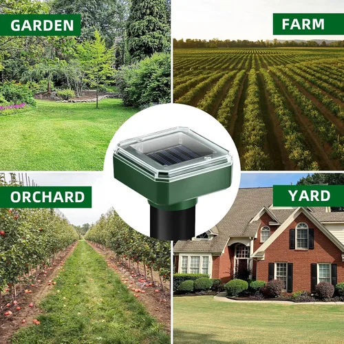 Vista 7 de Paquete de 8 repelentes de topos alimentado por energía solar, repelente ultrasónico de topos disuasorio para patio, repelente solar de roedores al