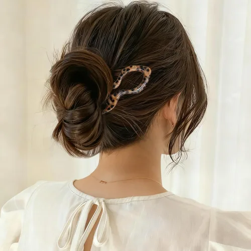Vista 6 de 4 horquillas de pelo francés Prestige para mujer, pinzas de acetato para cabello grueso, fino y fino, pasadores decorativos para moño en negro