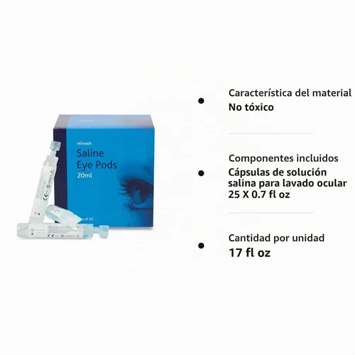 Vista 2 de Reliance Medical 901 Lavaojos de Solución Salina Estéril 20 mL Ampollas, Plásticas (Paquete de 25)