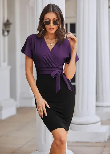 Vista 7 de GRACE KARIN - Vestido tipo tubo de trabajo para mujer, vestido de lápiz para boda, oficina, cóctel, fiesta, manga larga