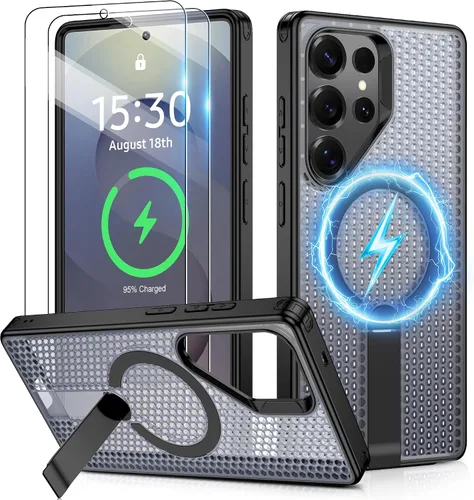 Vista 29 de Jshru para Samsung Galaxy S25 Plus / S24 Plus con [2 PIEZAS] protectores de pantalla HD, compatible con MagSafe