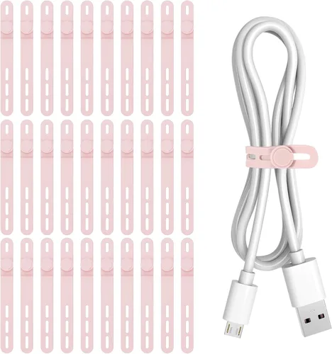 Vista 20 de Donruby 30 bridas de silicona para cables, correas organizadoras de cables Verde claro