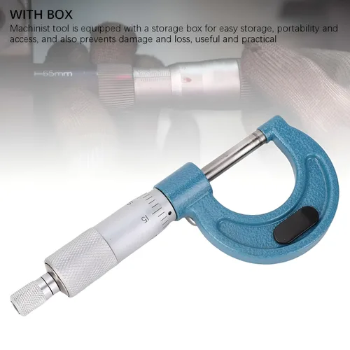 Vista 4 de Outside Micrometer 0-1 in, 0.0001 in Graduation with Box Tungsten Carbide Anvil, Ratchet Handle, Accuracy 0.0001 In, Diameter Thickness Measurement