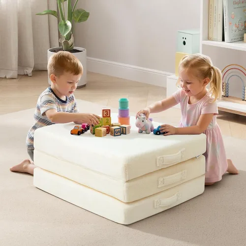 Vista 5 de MeMoreCool Colchón plegable de suelo para niños, tapete para siesta de suelo para dormir, guardería, cama plegable para niños pequeños, colchón